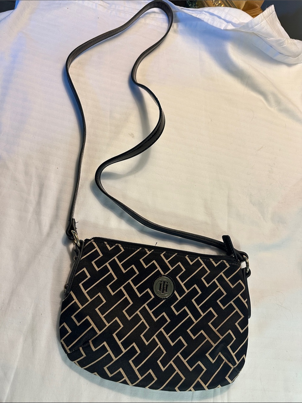 Tommy Hilfiger Black Patterned Crossbody Bag